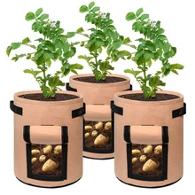 3individualPotato Grow Bags 7 Gallon Garden Planting Bag Aeration Fabric Pot With Handles For Planter 3 Pack
