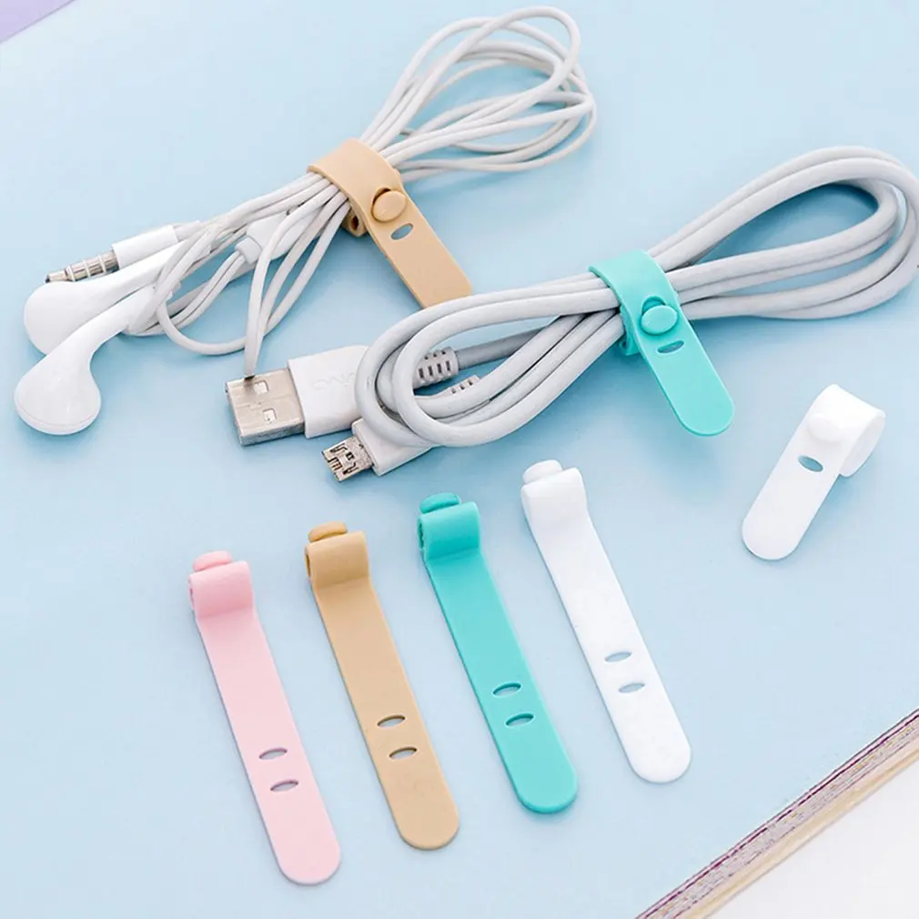 

4pcs Solid Color Cable Winder Organizer Desk Set Wire Data Line Holder Line Fixer Winder Wrap Cord Desk Accessories Stationary