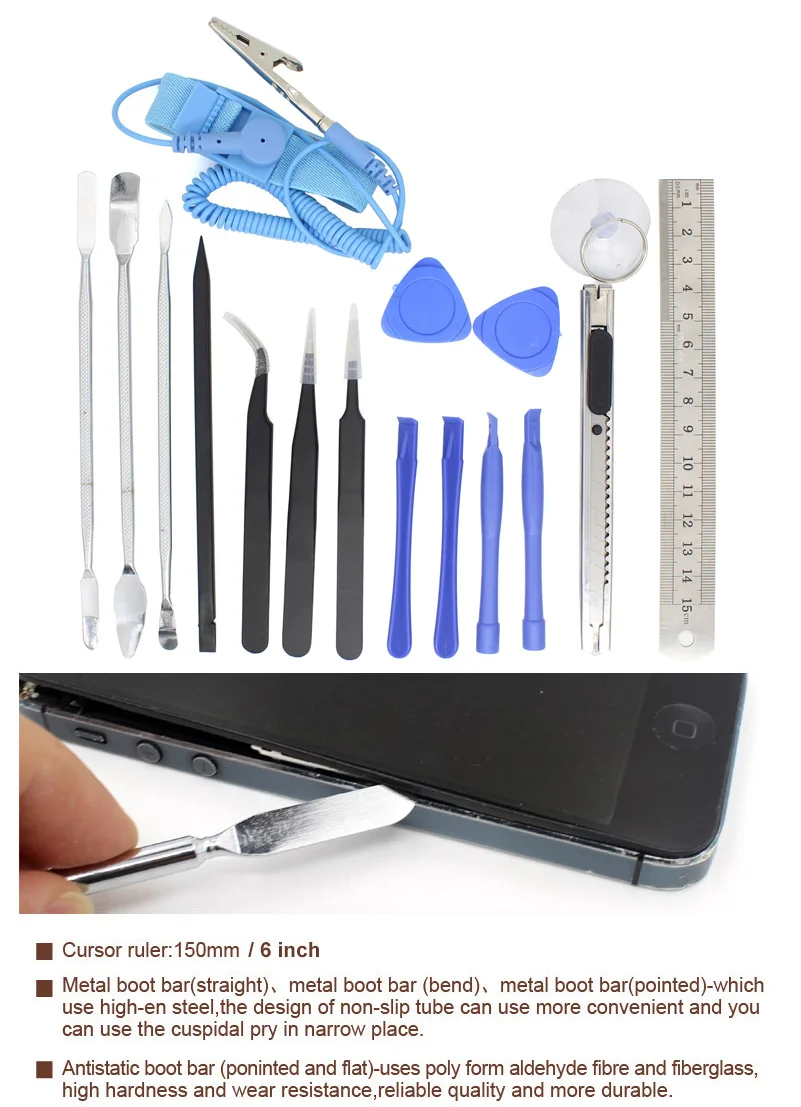 Sanhooii Precision Repairing Tools Bag Kit Cutter Tweezers Screwdriver for iPhone Galaxy Huawei Mobile Phone Screen Opening