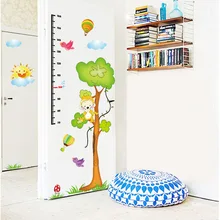 Стиль мультфильм милый рост наклейки на стену спальня детская комната украшение на стену самоклеющиеся наклейки XL8201