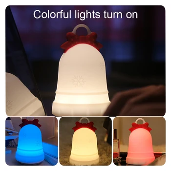 

Christmas Bell USB Colorful Led Silicone Night Light Bedroom Living Room Pat Lamp Table Lamp Bluetooth Audio Model Night Light