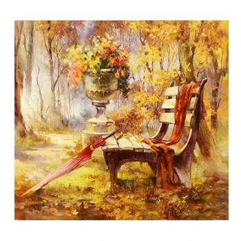 

SZS Hot Autumn Bench Picture Diy Digital Painting By Numbers Europe Home Wall Artwork Canvas Painting for Room Decoration