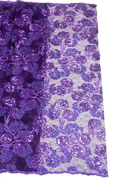 

2020 Latest High Quality Nigerian Party Lace with sequins Nigeria Lace Fabric Sequince Lace Fabric 5 yards/lot