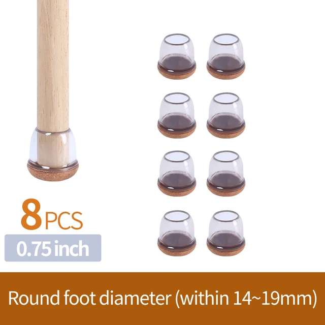 Upgraded Chair Leg Protector Covers Pads For Hardwood Furniture Floor Protectors Caps Sock Round Square Feet Protection Non Slip Diameter 14-19mm