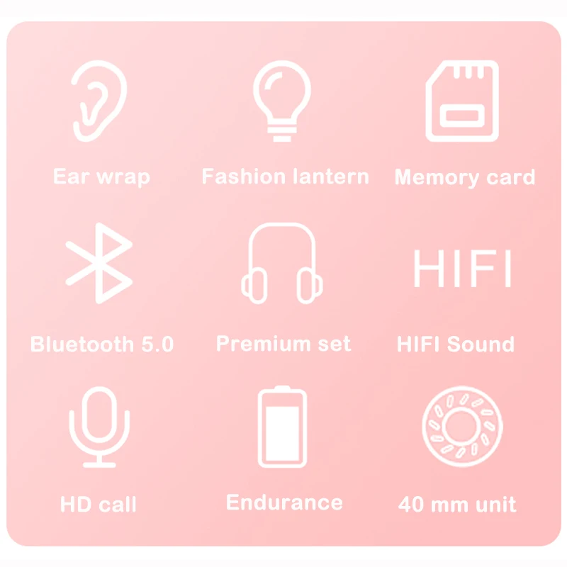 inpods Bomm Macaron Portable Wireless Bluetooth headphones HIFI true stereo sound quality support TF card 3 5mm headset cable