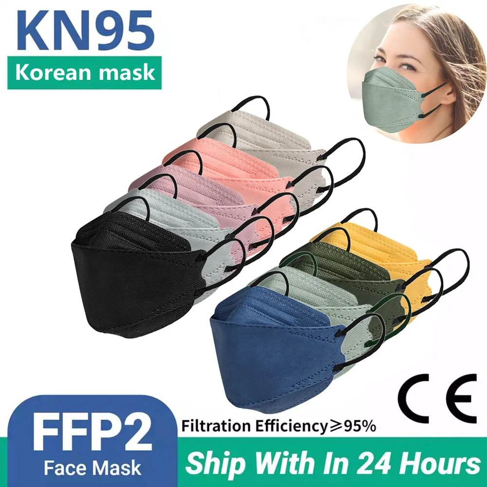 Респираторная маска FPP2 KN95 mascarilla fpp2 homologada 3-слойная Корейская для лица с рыбками