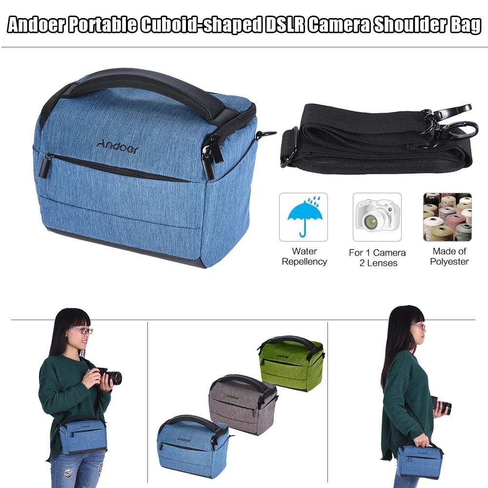 Andoer DSLR Camera Shoulder Bag Portable Polyester Camera Case lens pouch Accessories for Canon Nikon Sony FujiFilm Olympus
