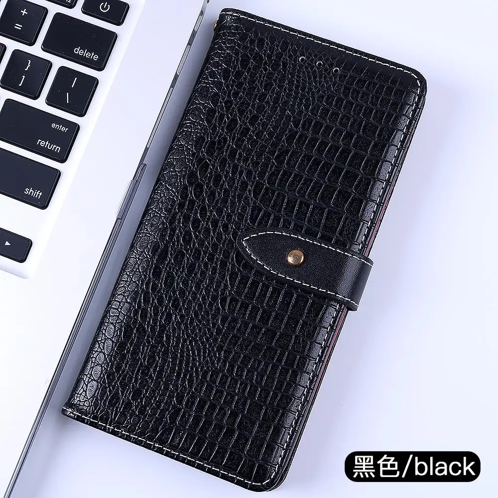 Чехол из крокодиловой кожи защитный чехол для Oppo A77 A79 A73 A83 A7X A1 A3 A3s A7 A9 F7 Realme X 3 Pro F9 F11 Рено 10X Z Флип Чехол для бумажника - Цвет: Черный