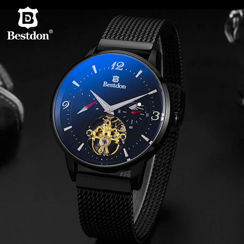 Bestdon новая концепция бренд большой циферблат Мужские часы автоматические механические наручные часы Tourbillon Moonphase Switzerland дизайн часы человек часы мужские механические