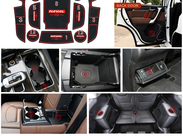 Для Great Wall Haval H9- ворота Слот коврик автомобильные коврики для пыли подстаканники Автомобильный Коврик противоскользящий, нескользящий красный белый