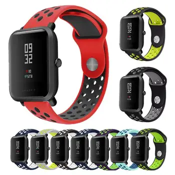 

1pcs Smart Watch Strap For Huami Amazfit Bip youth watch Strap 22mm Double Color Silicone Replacement Watchband