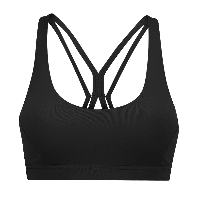 DQD19055 black Перекрещенные лямки для фитнеса, йоги, бюстгальтеры для женщин, Твердые Мягкие упражнения тренировка, спортивный бюстгальтер, анти-пот, нейлон, для спортзала, укороченные топы для женщин - Цвет: DQD19055 black