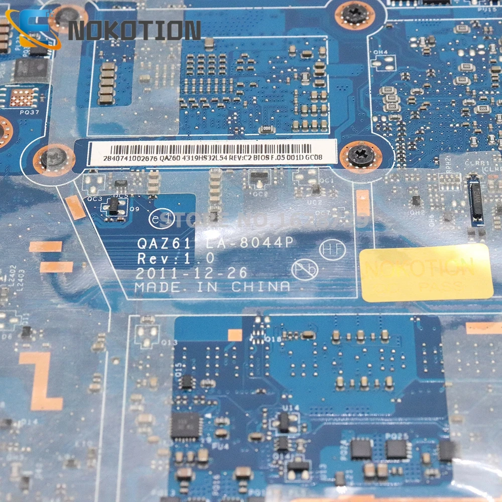 NOKOTION QAZ61 LA-8044P Rev 1,0 672352-001 для HP Фолио 13-1000 13,3 ''материнской SR0D6 i5-2467M Процессор DDR3 HM65