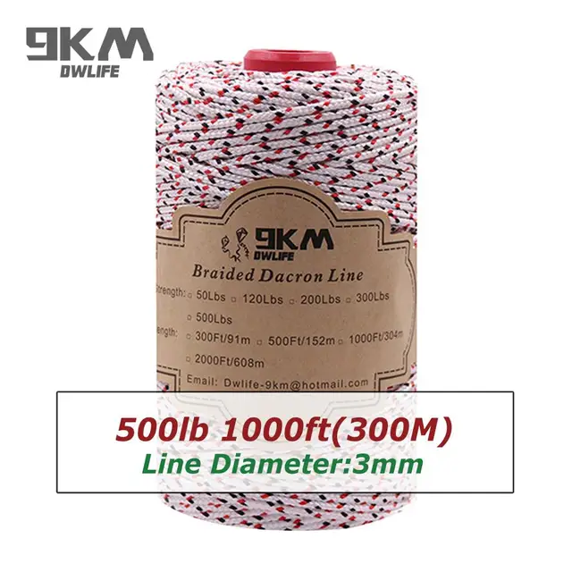 Braided Dacron Fishing Line Outdoor Kite Line 500-1000ft Multi-Functional Camping Flag Tying Band Fishing Applications 50-500Lbs 1000ft 500lbs