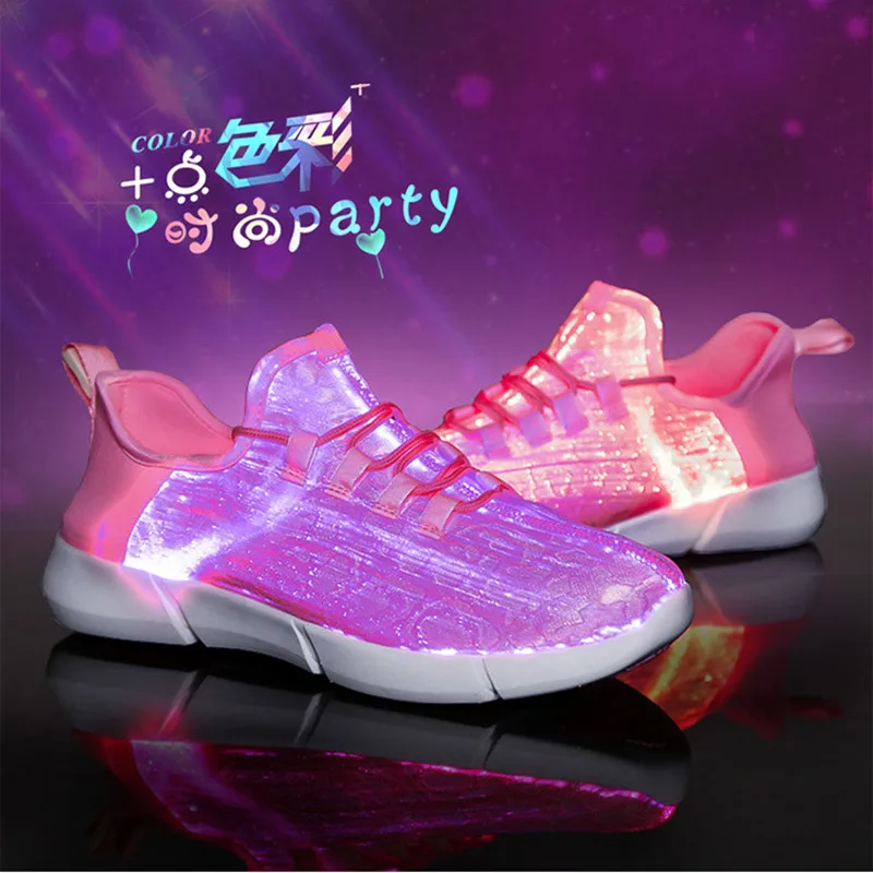 

RISRICH Kids light shoes with led for boys girls usb charging glowing light up luminous sneakers kids fiber optic shoes optical