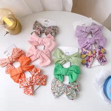 

3Pcs/Set Baby Hair Clips For Girls Bow Hairclip Kids Hairpins Plaid Floral Printing Barette Toddler Girl Princess Accessories
