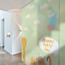 Милый мультфильм маленький медведь личность креативные наклейки детский сад балкон коридор прозрачные непрозрачные стеклянные пленки наклейки