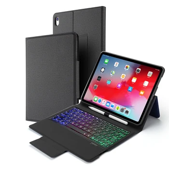 

Keyboard for iPad Pro 10.5 Inch 2017 2019 Tablet Keyboard Glowing LED Rainbow Bluetooth Tablet Keyboard + Magnetic Leather Case
