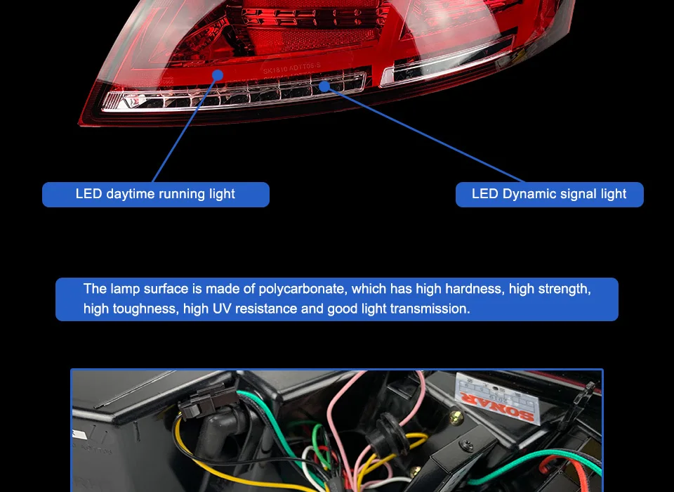 Car Styling Tail Lamp for Audi TT taillight 2006-2013 LED Rear Lamp DRL Dynamic Signal Brake auto Accessories