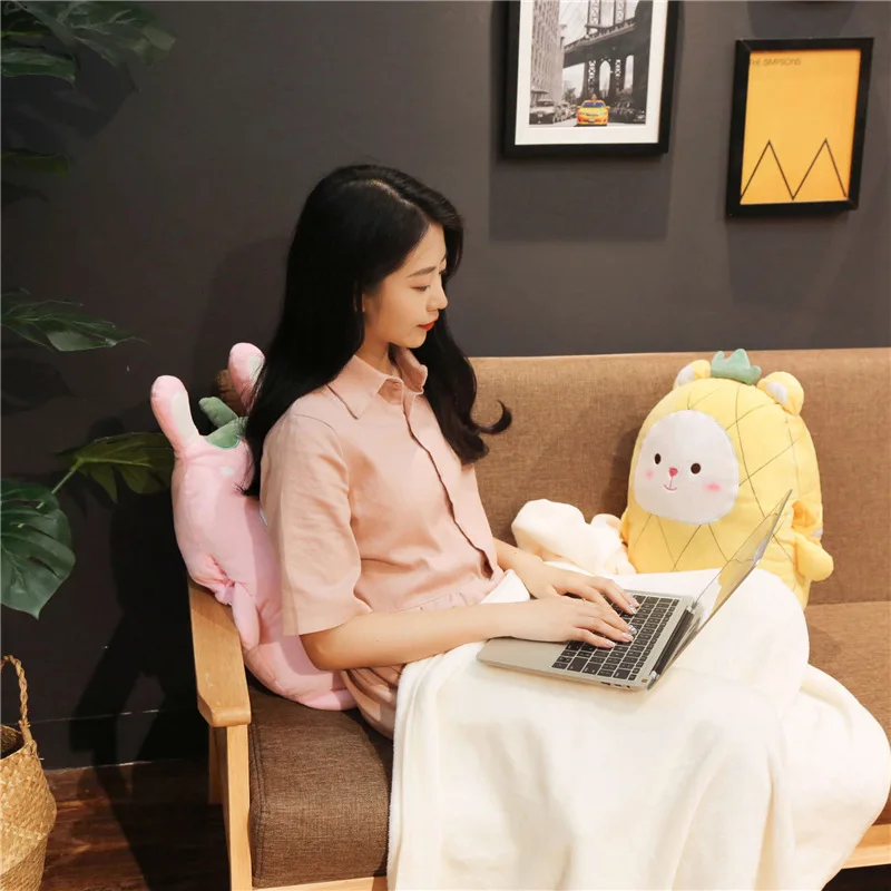 

Summer Software Strawberry Pineapple Fruit Airable Blanket Plush Pillow Cushion Three-in-One Nap Airable Blanket Child Blanket