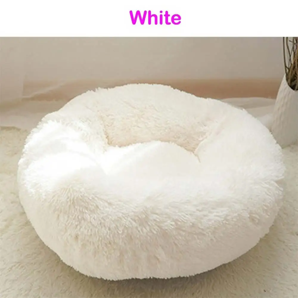 White Одеяло для сна для домашних животных, кровать для собак, кошачье гнездо, теплое креативное плюшевое Мягкое Круглое зимнее гнездо для щенка - Цвет: White