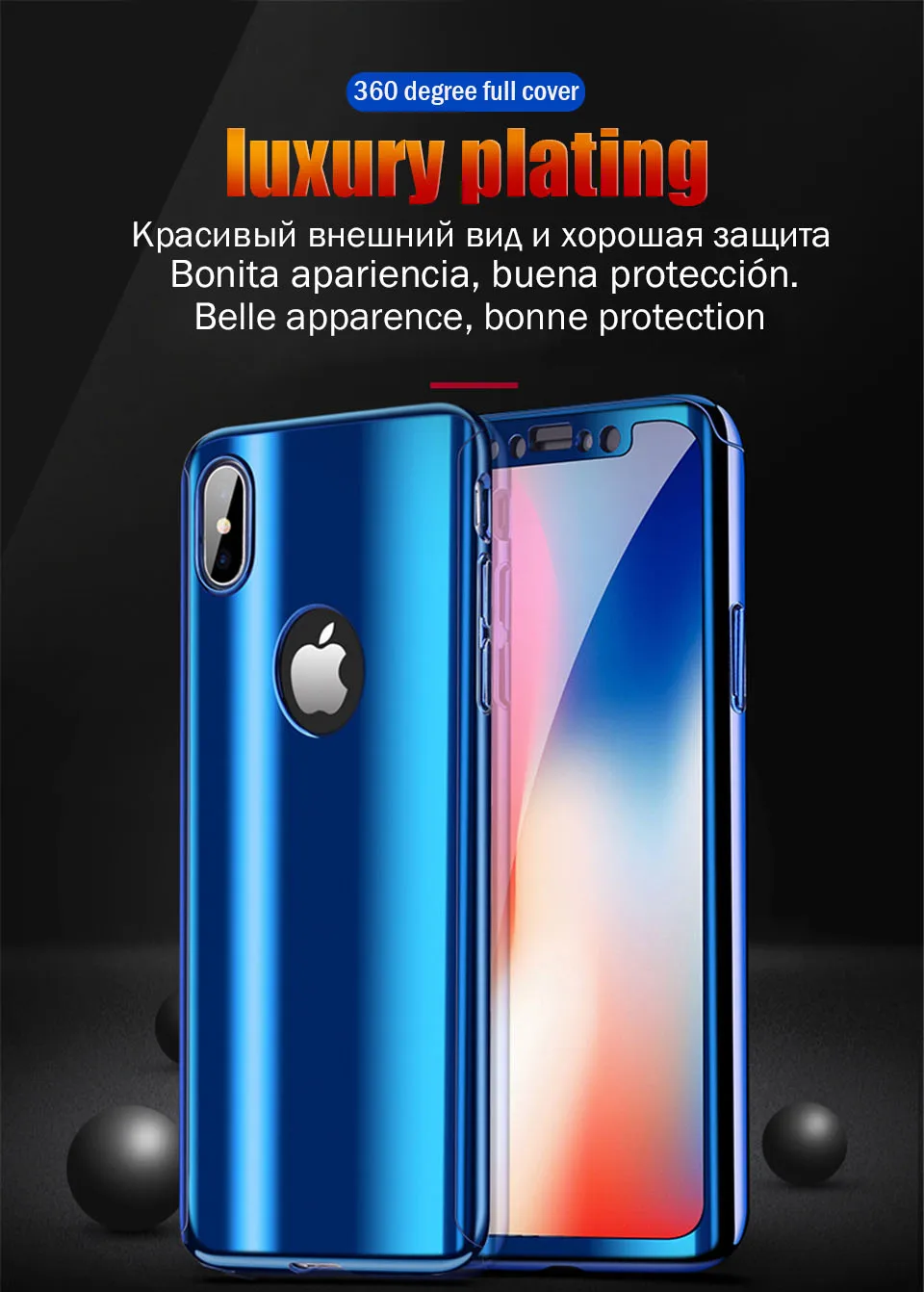 Покрытие 360 Полное покрытие для Apple iphone 7 iphone X Xr Xs Max зеркальный чехол для телефона для iphone 7 8 6 6S Plus блестящая Капа со стеклом