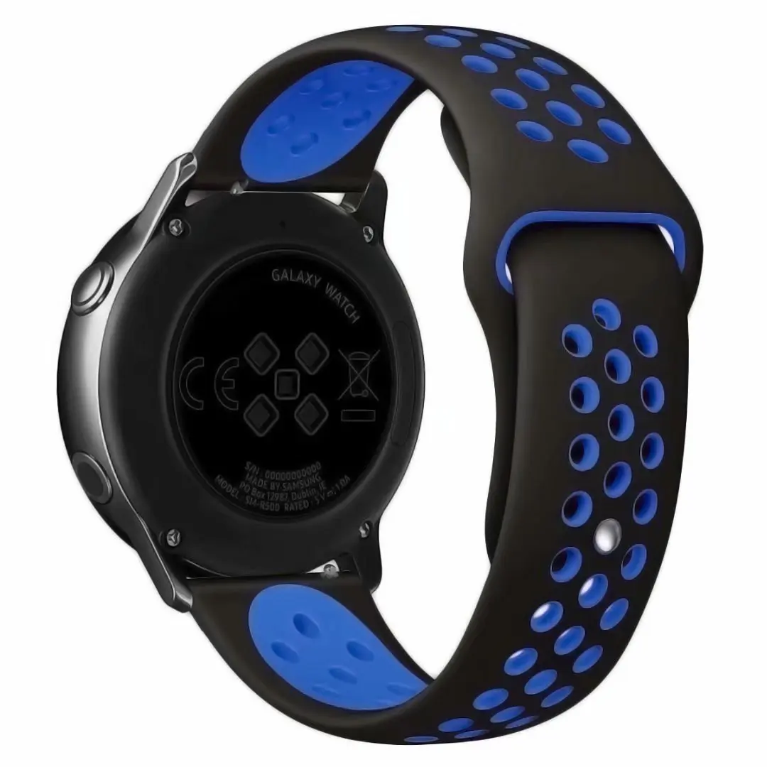 22 мм 20 мм спортивный ремешок для samsung gear Sport S2 S3 Galaxy Watch Active 42 мм 46 мм силиконовый ремешок для Huami Pebble Time huawei gt 2 - Цвет ремешка: black blue