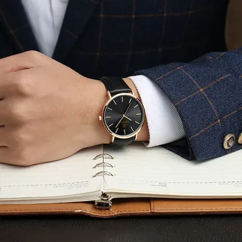 

High grade Men's watch Business quartz watch Leather Band Analog fashion alloy men's casual men's clock watch Y11.6