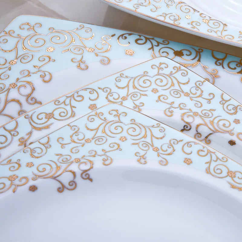Jingdezhen Ceramic Dinnerware Set Kitchen Tableware Ceramic Plates and Dishes dish set 60pcs combination Bone china tableware