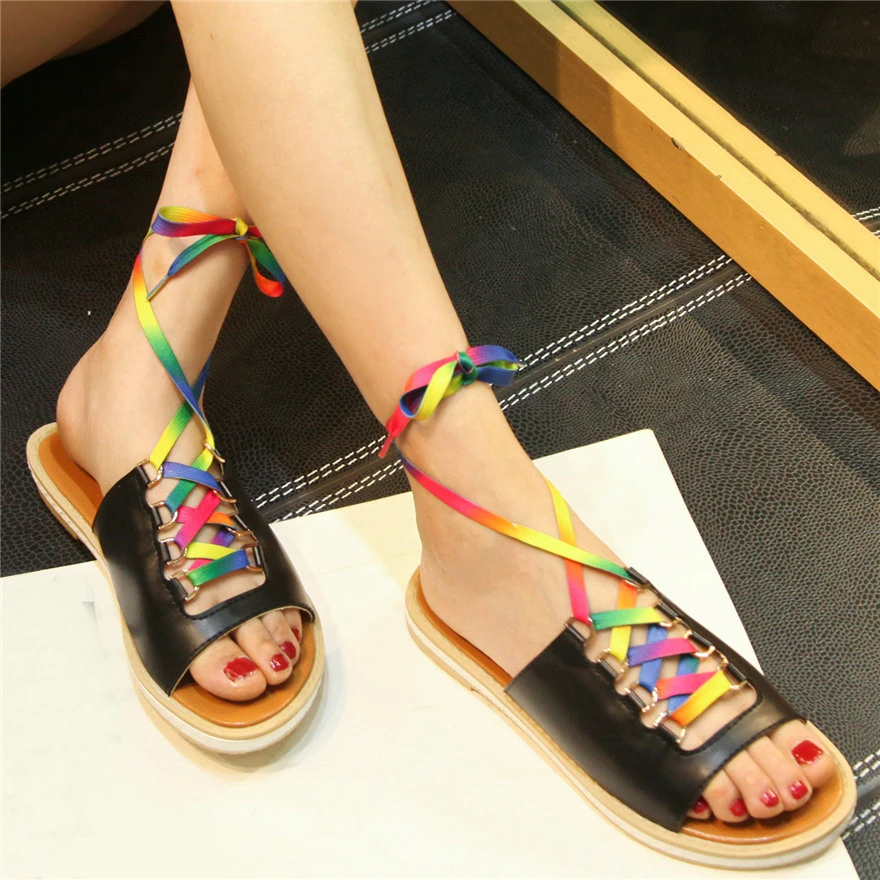 Chanclas Punk con el tobillo para mujer, Gladiador de Sandalias de tacón bajo, zapatos de plataforma abierta con punta de verano, informales|Sandalias de mujer| - AliExpress