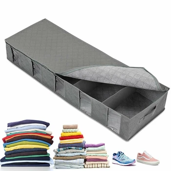 

Dust And Moisture Large Under Bed Storage Box Bag 5 Grid Window Underwear Clothe Shoes Organizer