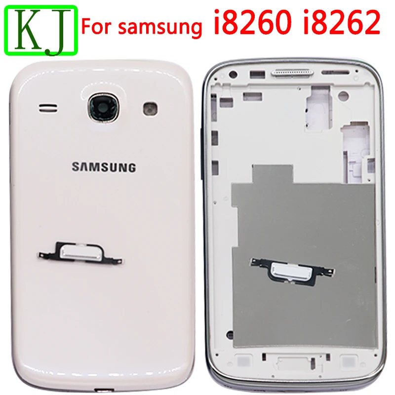 Полный корпус для samsung Galaxy Core I8260 i8262 передняя рамка+ пластина средней рамы с ободком+ крышка батареи задняя дверь корпус