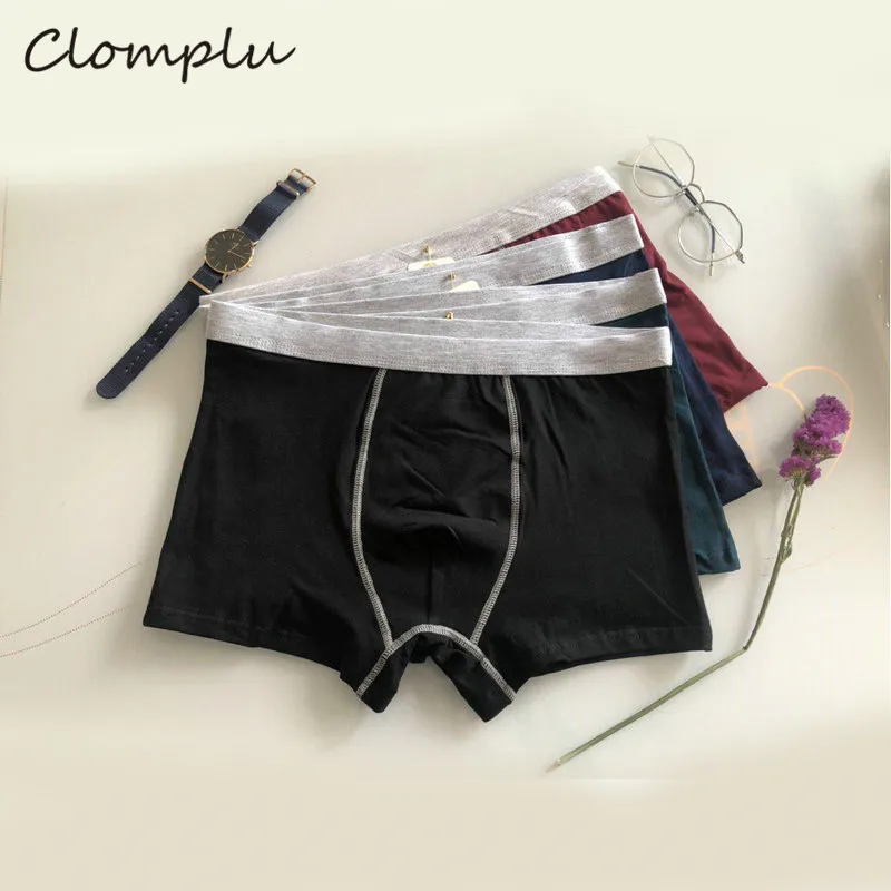 721 Clomplu 4 шт Мужское нижнее белье хлопок Мужские Мягкие Трусы-шорты дышащие боксеры Мужское нижнее белье удобные мужские трусы - Цвет: 721