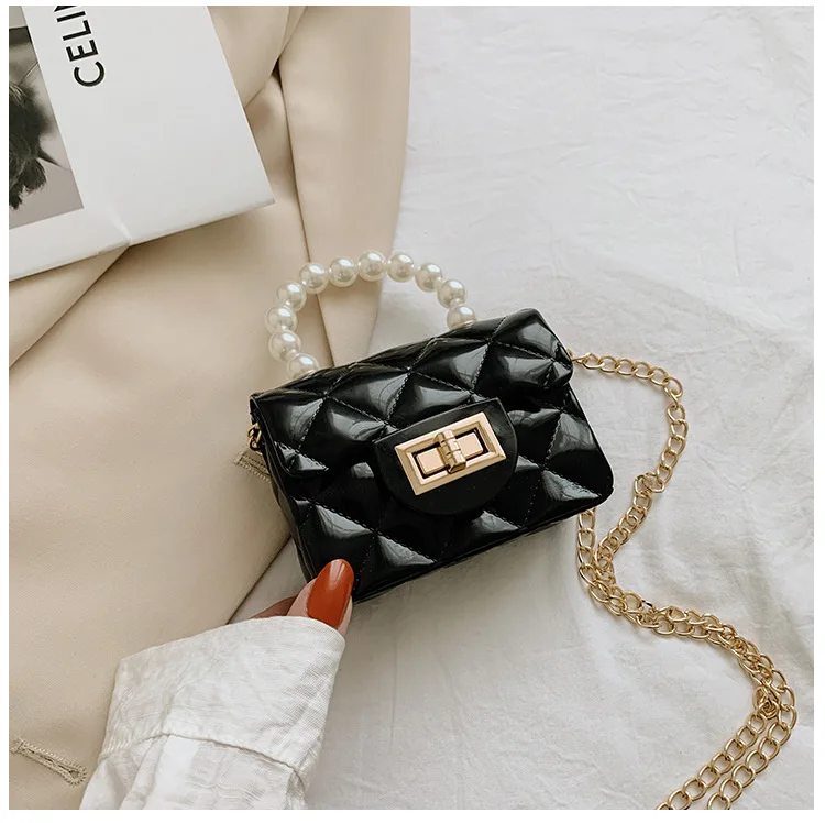 Dikaril Women Mini Handbag New Elegant Shoulder Messenger Portable Chain Bag Girl Cute Bag Pearl Crossbody Rhombus Small Bags