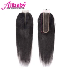 Ким К Закрытие 2x6 человеческие волосы Кружева Закрытие с ребенком волос Средняя часть Глубокая линия волос бразильские прямые волосы закрытие швейцарское кружево