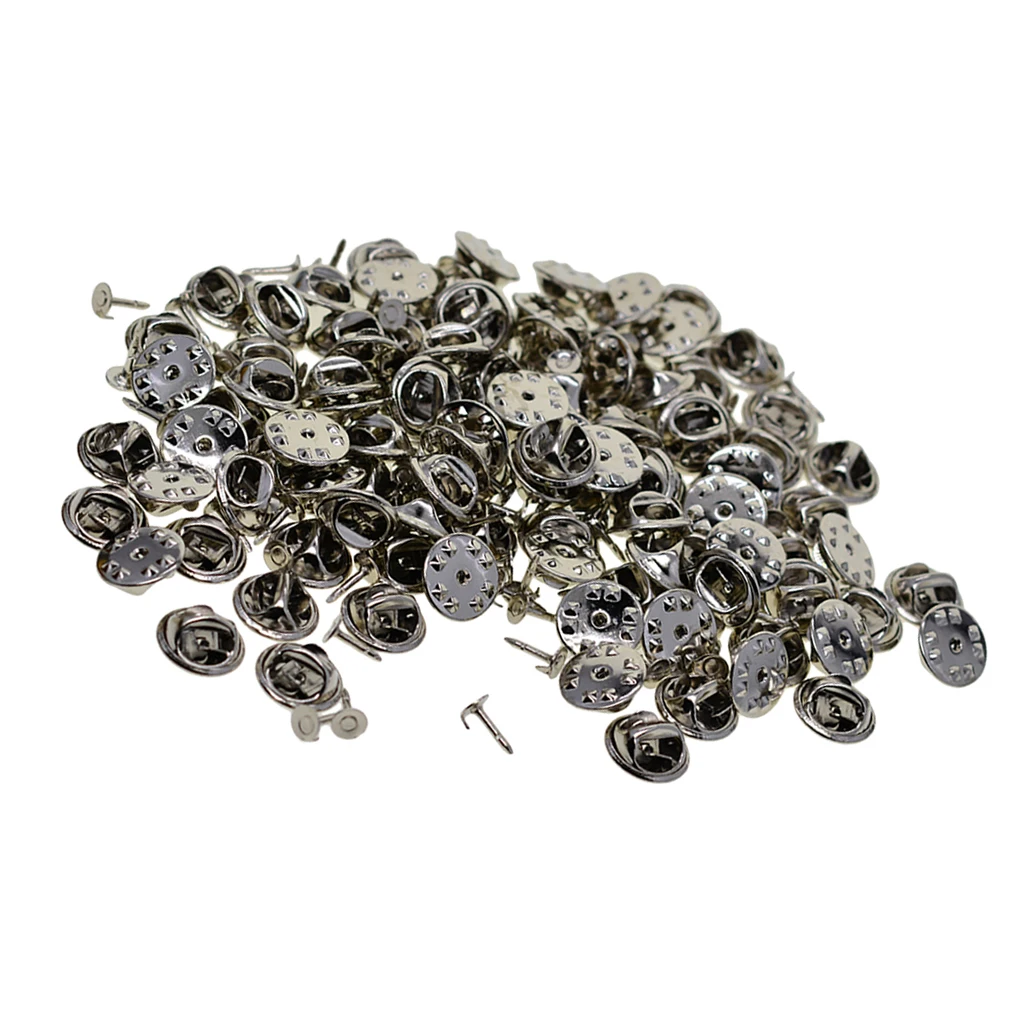 100 Pairs Brass Butterfly Clutch Tie Tacks Pin Back Replacement with 8mm Length Blank Pins for Craft Making