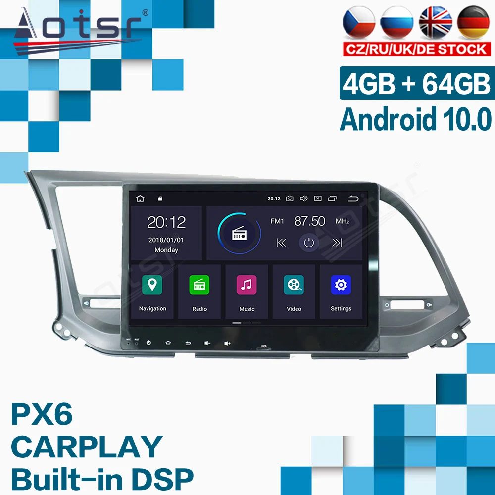 

Android Radio Audio For Hyundai Elantra 2015 2016 2017 2018 Car Multimedia Player GPS Navigation Touch Screen Carplay Auto Unit