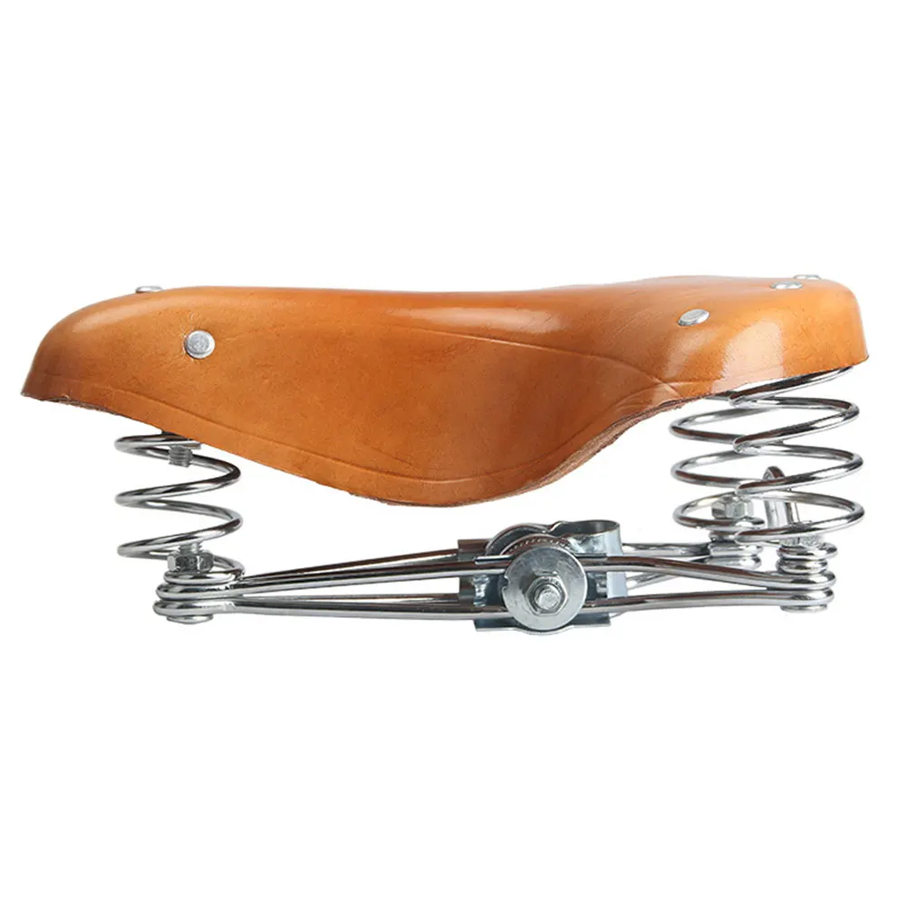 Accessory Road Bike Bicycle Saddle Cycling Replacement Cushion Comfortable Shock Absorption Spring Seat Retro Leather Old Style
