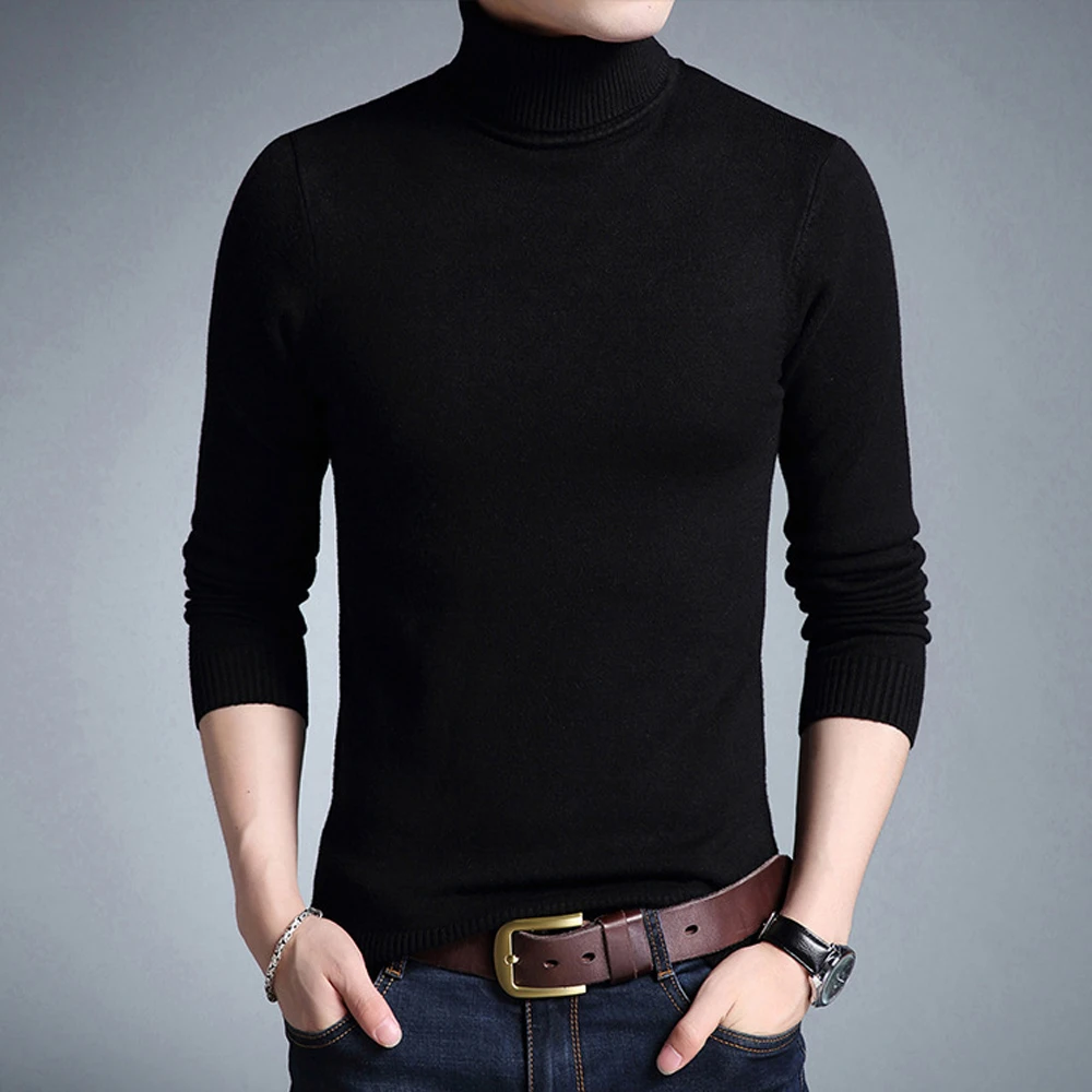 #^Special Price Knitted Sweaters Solid New Autumn Winter Mens Pullover Turtleneck Woolen Casual Sweater men's Slim Fit Brand SW08