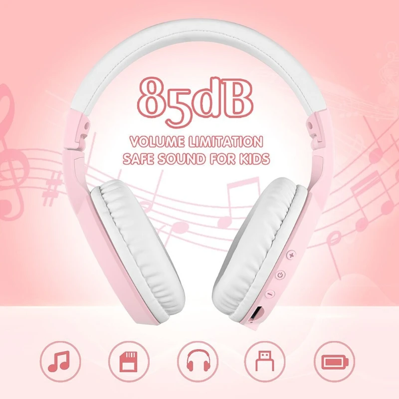 Stereo Wired and Bluetooth Music Headphone Built in Aux Microphone Kids Foldable TF Card Online Class