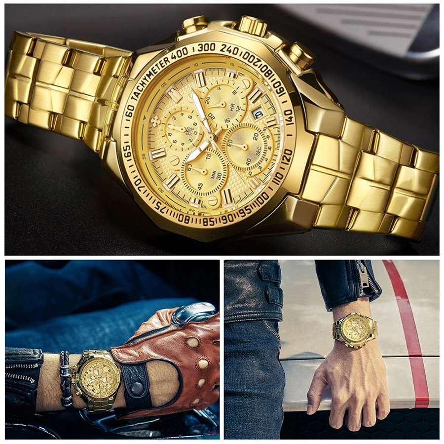 2021 WWOOR Men's Watch Top Brand Luxury Black Wrist watch Fashion Sports Chronograph steel Quartz Men Watches Relogio Masculino
