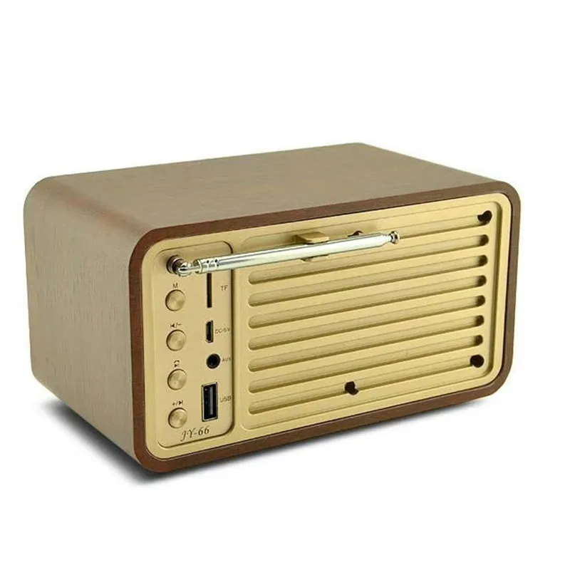 Ceny Retro przenośny głośnik bluetooth drewniane Plug in karty Radio FM z anteny odtwarzacz bezprzewodowy Audio Subwoofer Caixa De, aby F4075