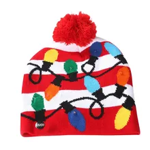 Родитель-ребенок, цветная шапка "Счастливого Рождества" для женщин, мужчин, детей, светодиодный светильник, вязаная шапка зима, теплая шапочка, шапка с помпоном, Рождественская шапка