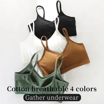 

Women Tube Top Push Up Bra Cropped Top Sexy Lingerie Fitness Bra Camis Cotton Bralette Brassiere Wireless Sport Top Underwear D4