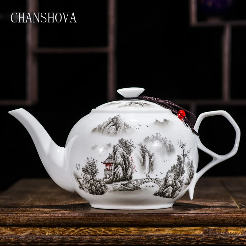 CHANSHOVA Китайский Синий и белый тонкий фарфоровый чайник большой емкости 320 мл 1 л