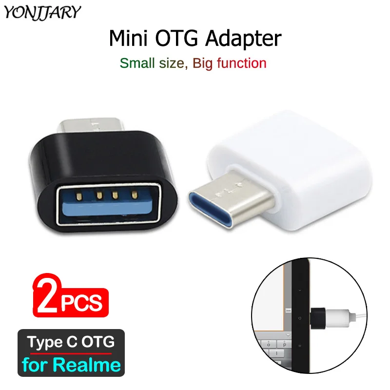 2 шт. USB-C OTG адаптер для Realme Q X XT X2 X7 Pro 6i 7i детей 5 6 7 8 X50 5G Тип USB C соединитель