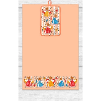

Kitchen set Round dance (towel 39x60, potholder 14.5x22) peach, cotton 100%, 200g / m2 5180372