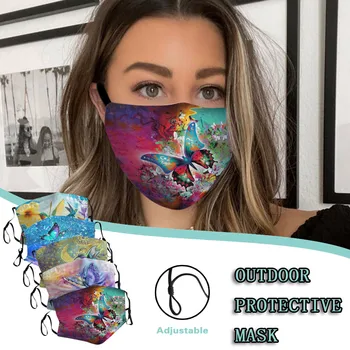 

Fashion Chic Butterfly Print Face Mask Outdoor Party Dustproof Windproof Protective Mask Reusable Washable Mask Masque Men Women