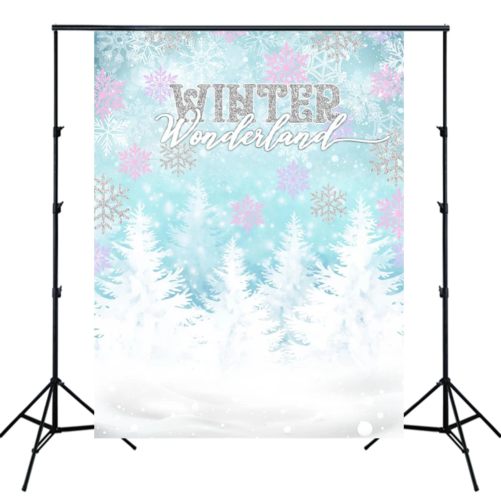 Тематический фон зимней страны чудес для девочки сладкий 16 1-й День рождения баннер белый снег Рождество принцесса SM-296