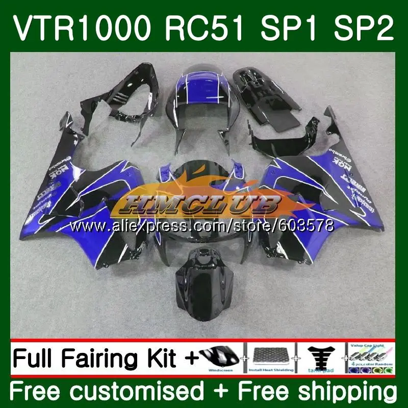 Обтекатель для HONDA VTR1000 2000 2001 2002 2003 2004 2005 2006 89CL. 35 клей-герметик VTR 1000 RC51 SP1 SP2 00 01 02 03 04 05 06 цвет: черный, синий